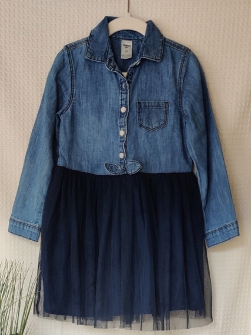 Oshkosh Little Girls Denim and Tulle Dress Size 4T